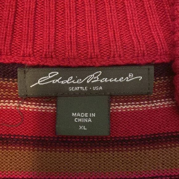 Eddie Bauer red and brown striped sweater in size XL - Picture 6 of 7